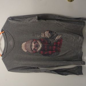 Women's Haute Mess Winter Sloth Long Sleeve Tshirt Size M